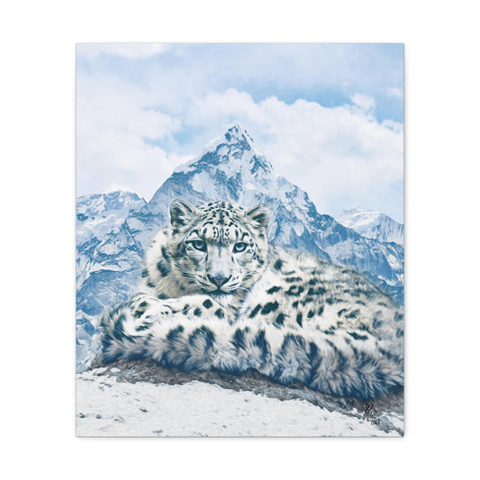 Snow Leopard Over the Mountain Canvas Gallery Wrap - XanderWitch Creative