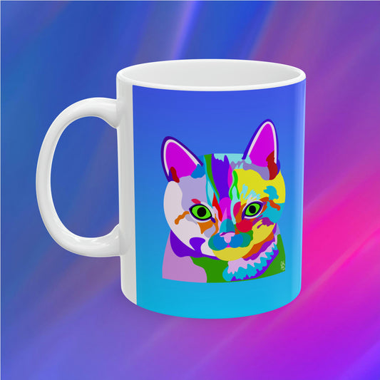 11 oz Colorful Cat Ceramic Mug - XanderWitch Creative