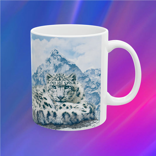 11 oz Snow Leopard Ceramic Mug - XanderWitch Creative