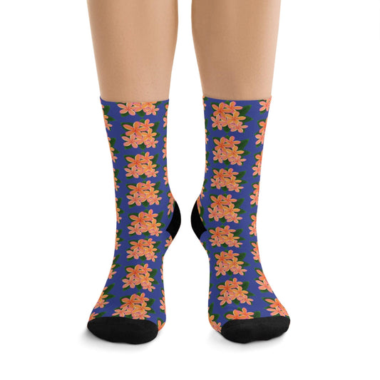 Peach Floral Patterned Socks - XanderWitch Creative