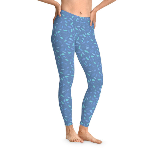 Blue Petals Stretchy Leggings - XanderWitch Creative