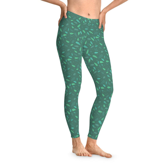 Green Petals Stretchy Leggings - XanderWitch Creative