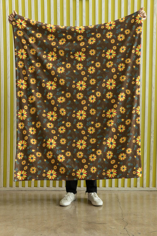 Sunflowers Brown Blanket - XanderWitch Creative